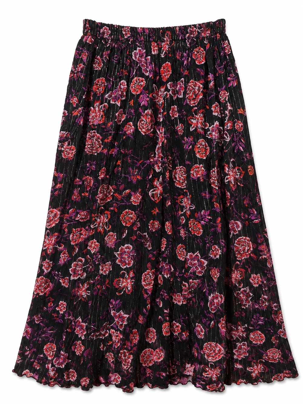 Jessica London Floral Metallic Maxi Skirt Size 26 Boho Cottagecore 95% cotton